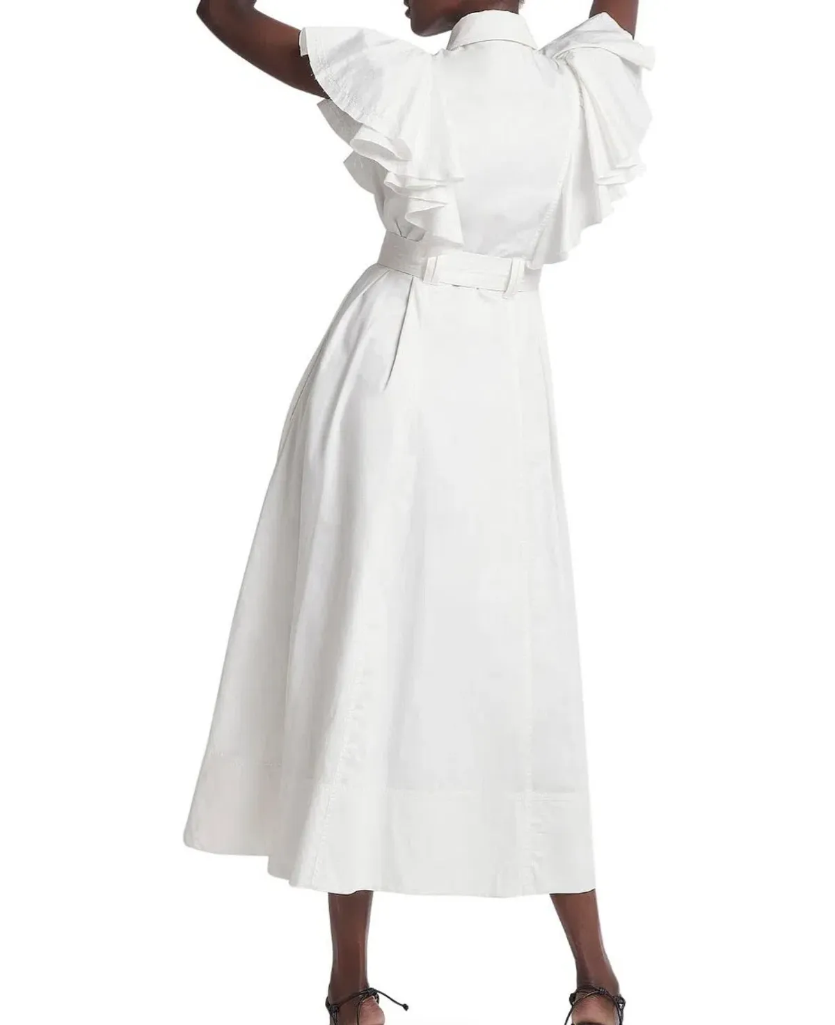 Aje Kindred Frill Sleeve Midi Dress Ivory White Size 16 - Image 3