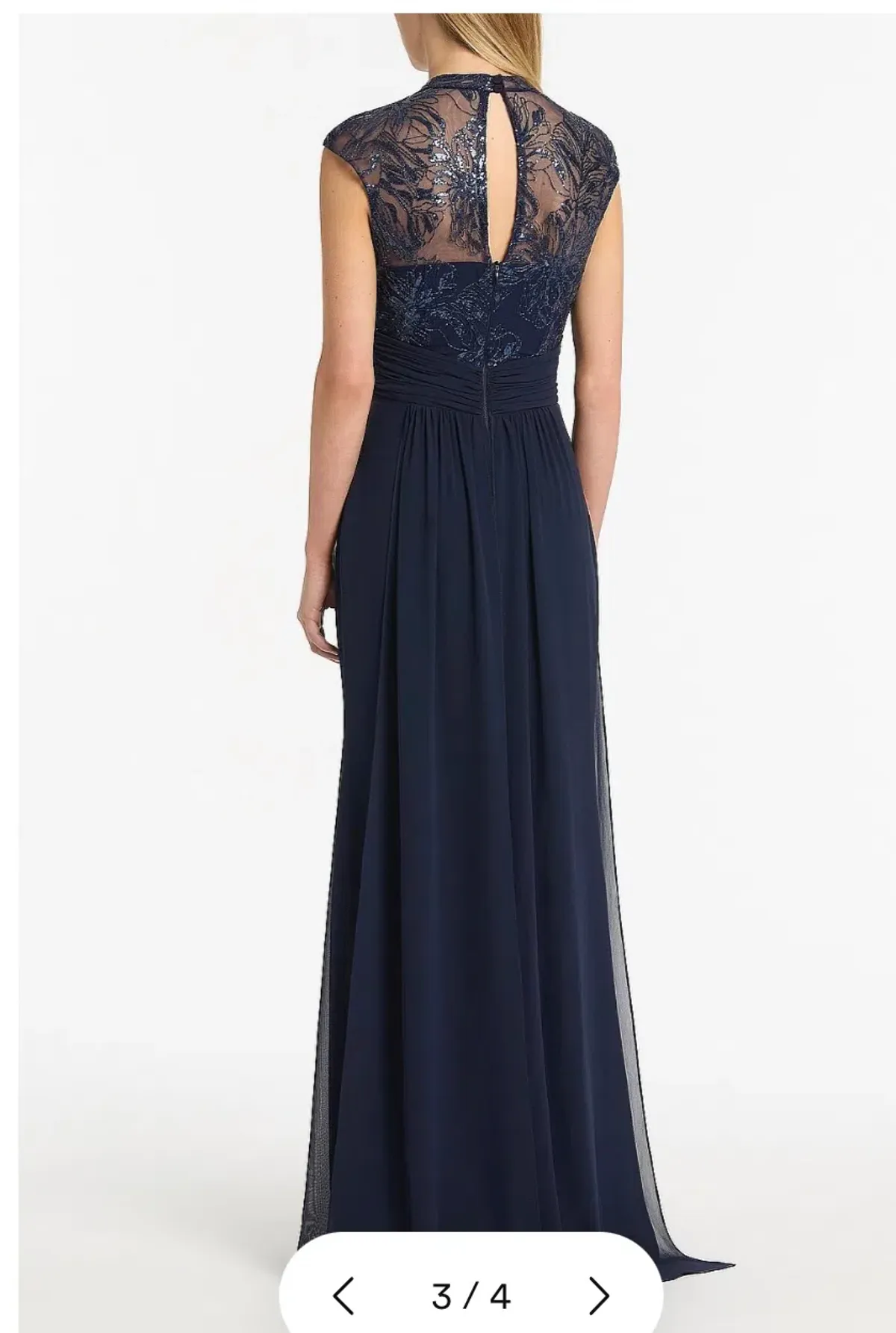 Carla Zampatti Navy Floral Mesh Drape Gown size 4 - Image 2
