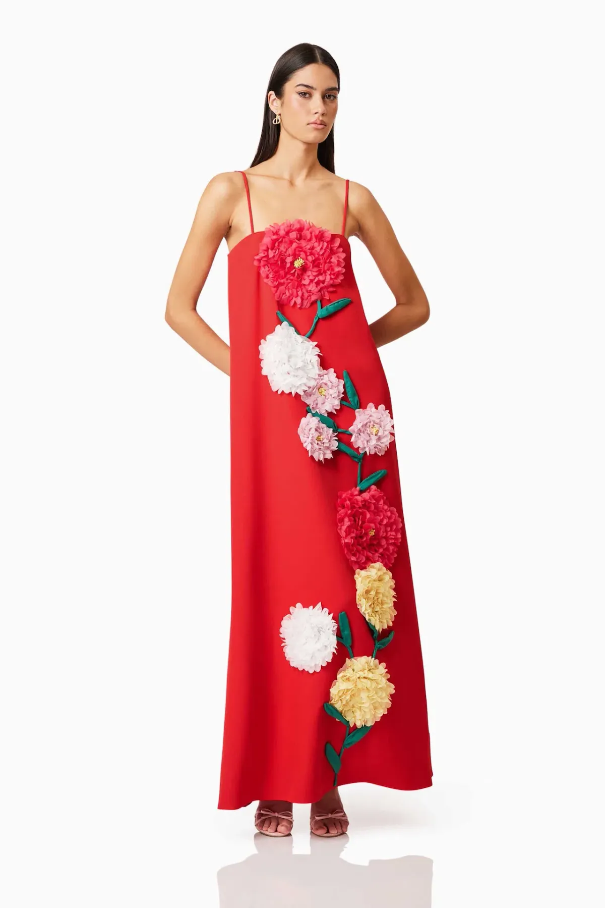 Elliatt Buttercup Embroidered Maxi Dress in Red Size 12 - Image 1