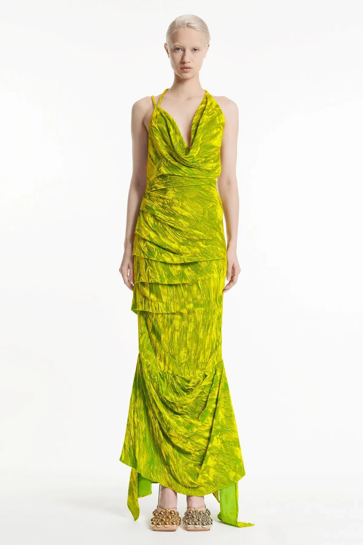 A.W.A.K.E Mode Asymmetrical dress in Citron, Size 34 - Image 1