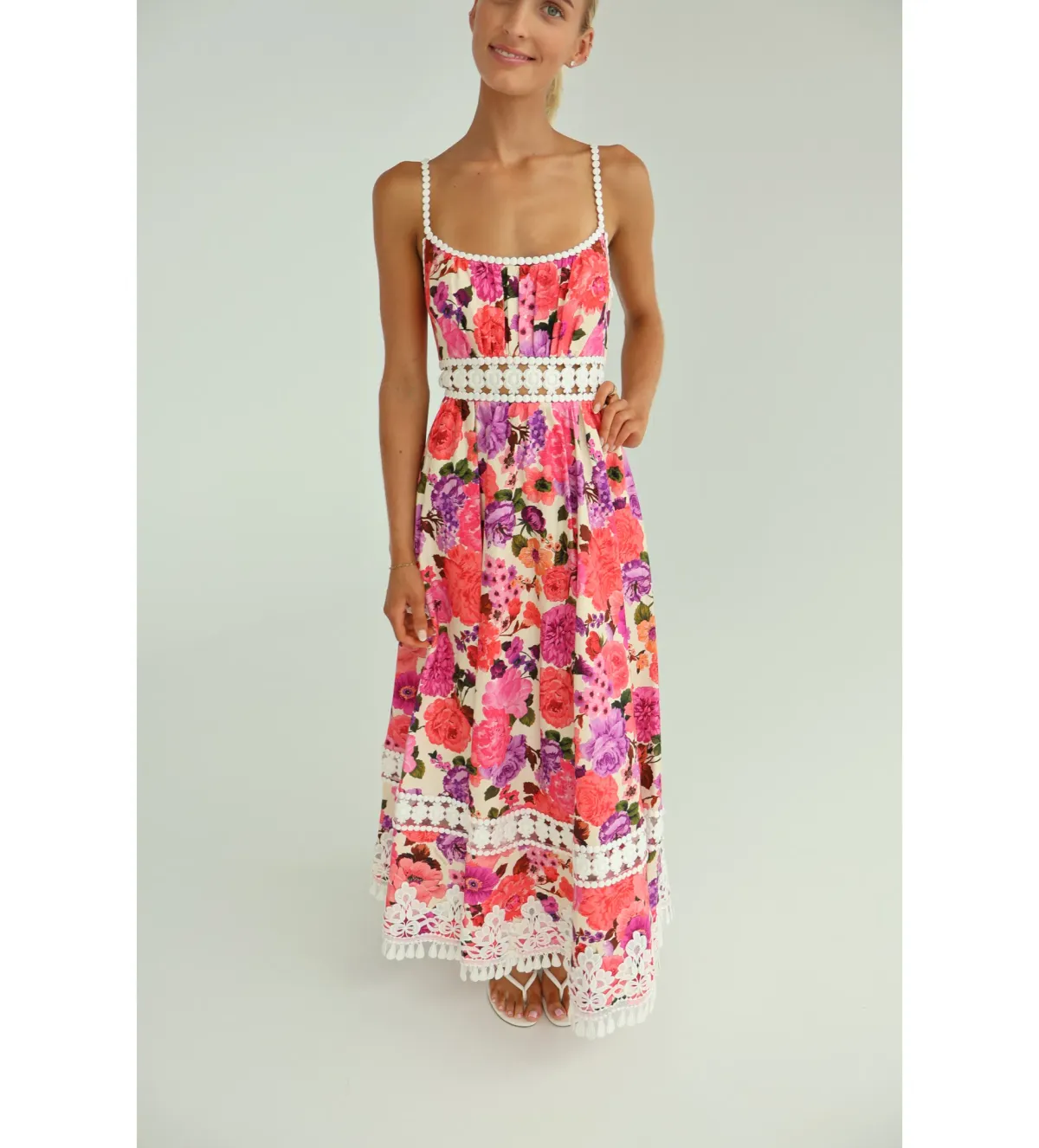 Zimmermann Stardust Fit & Flare Midi Dress Pink Floral Size 1 AU 10 - Image 2