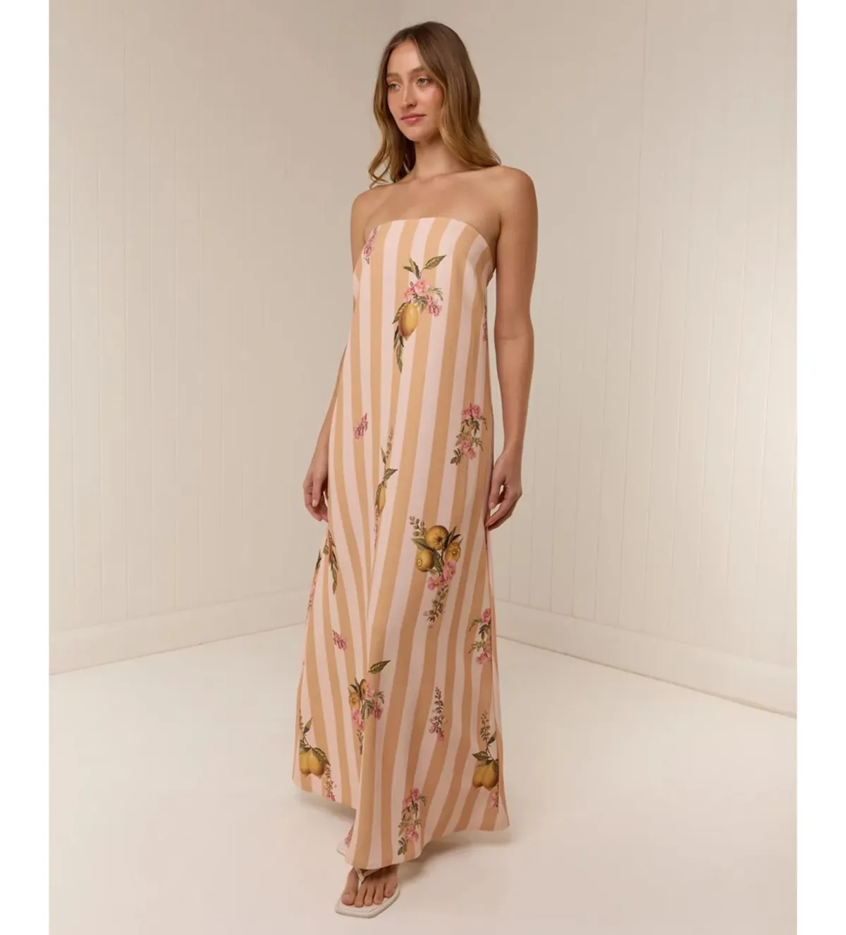 Palm Noosa Alessia Maxi Dress in Citrus Stripe Size AU10 - Image 2