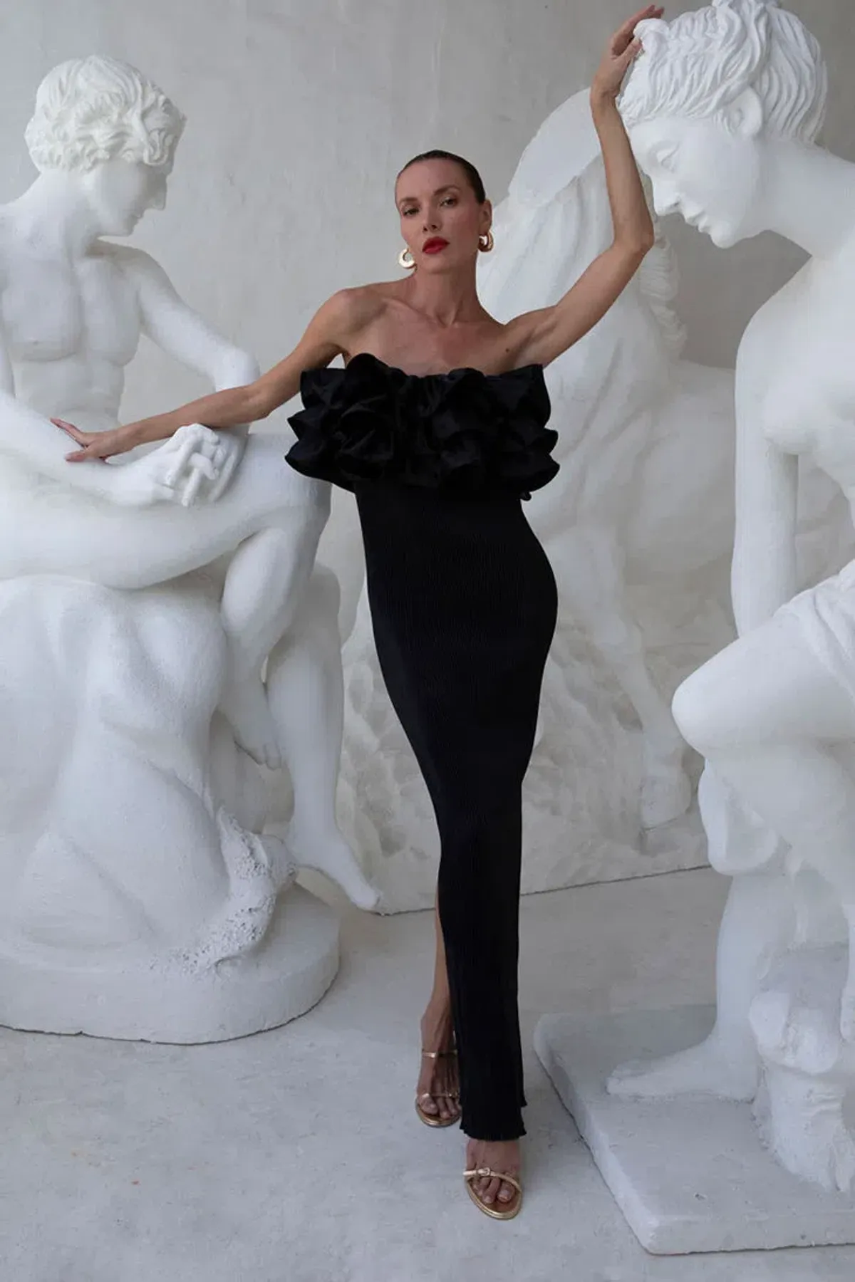 L'Idee Paris Tube Maxi Dress in Noir Black Size M / AU 10 - Image 4