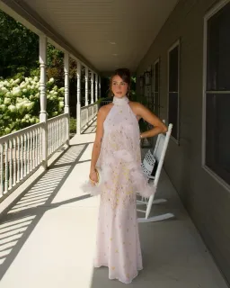 Elliatt Tulsia Floral Cape Maxi Dress in Pink for rent on The Volte - image 1