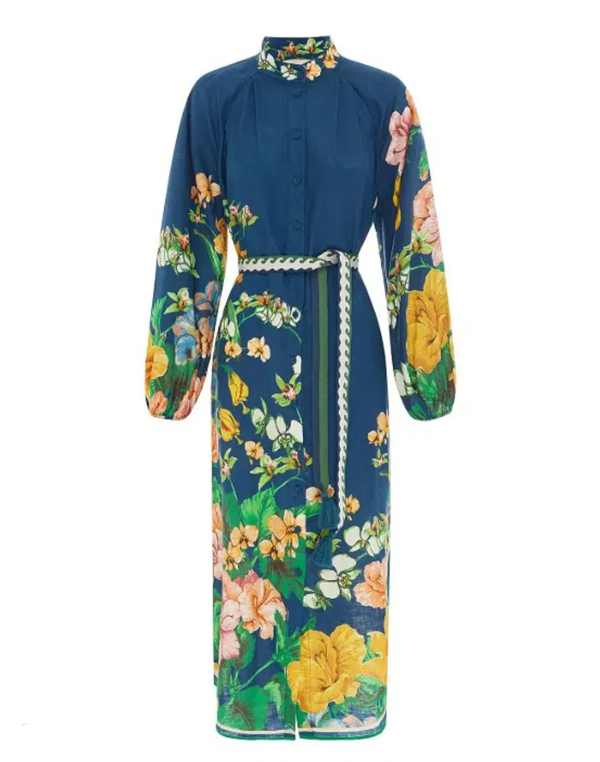 Alemais Lyla Linen Shirt Dress Blue Floral Size 8 - Image 2