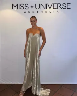 L’IDEE BLACK TIE GOWN GOLD SHIMMER SIZE 8 for rent on The Volte - image 3