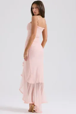 HOUSE OF CB Gabriella Soft Peach Ruffled Front Gown Size L+/AUS 14 for rent on The Volte - image 2