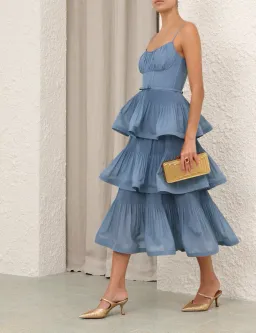 Zimmermann Pleated Tiered Midi Dress Size 4/AU 16 for rent on The Volte - image 3