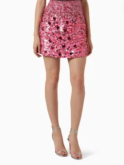 Aje Cherie Sequin Mini Skirt Pink Size 12 for rent on The Volte - image 2