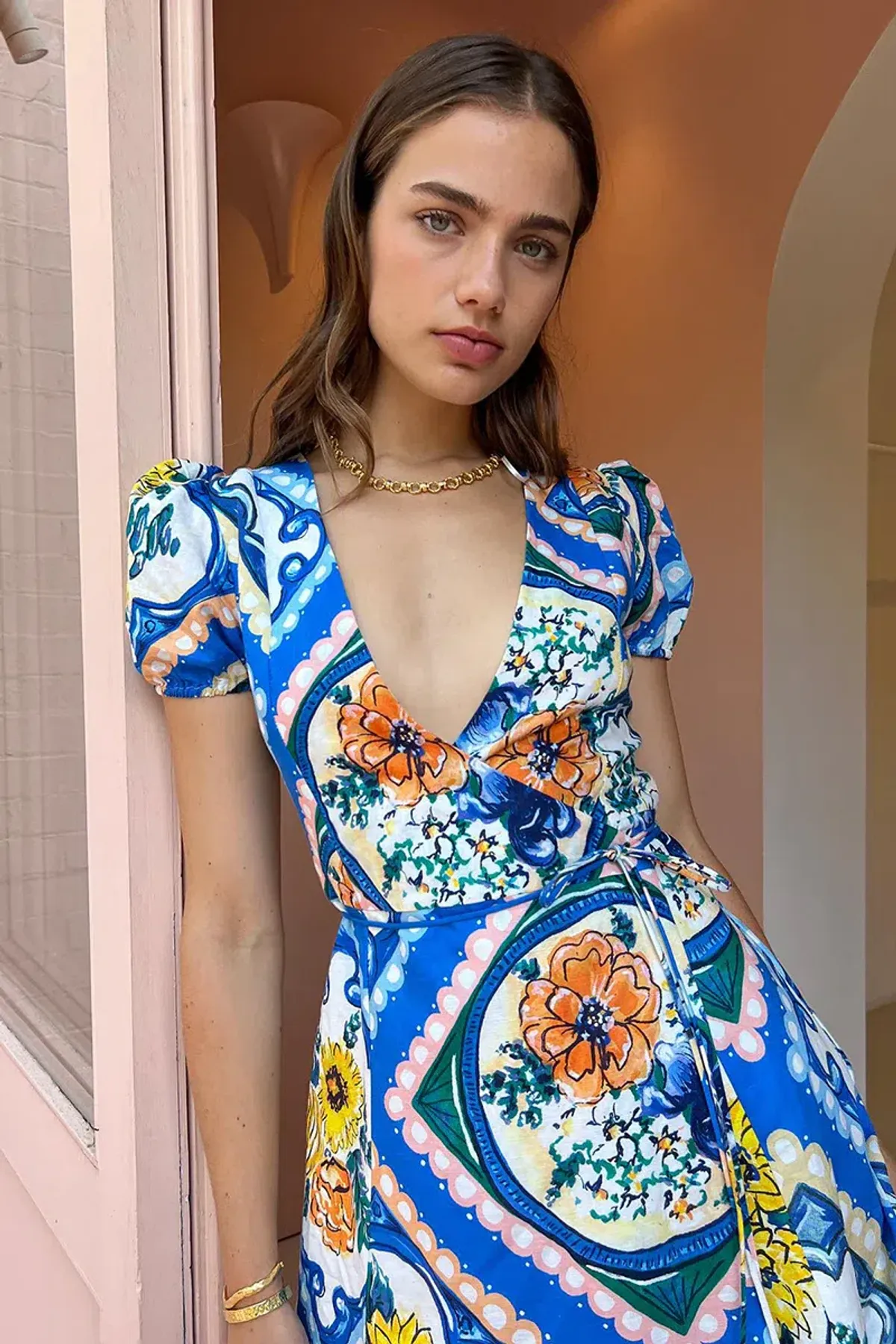 By Nicola Havana Wrap Mini Dress Azure Floral Size AU 8 / S - Image 6
