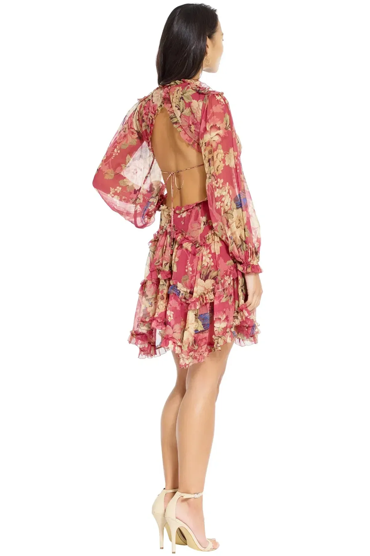 Zimmermann Melody Lace Up Mini Dress Red Floral Size 1 / AU 8 10 - Image 7