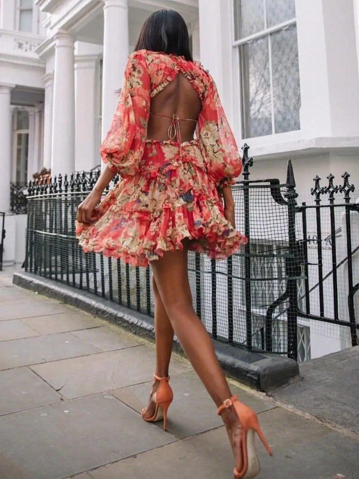 Zimmermann Melody Lace Up Mini Dress Red Floral Size 1 / AU 8 10 - Image 2