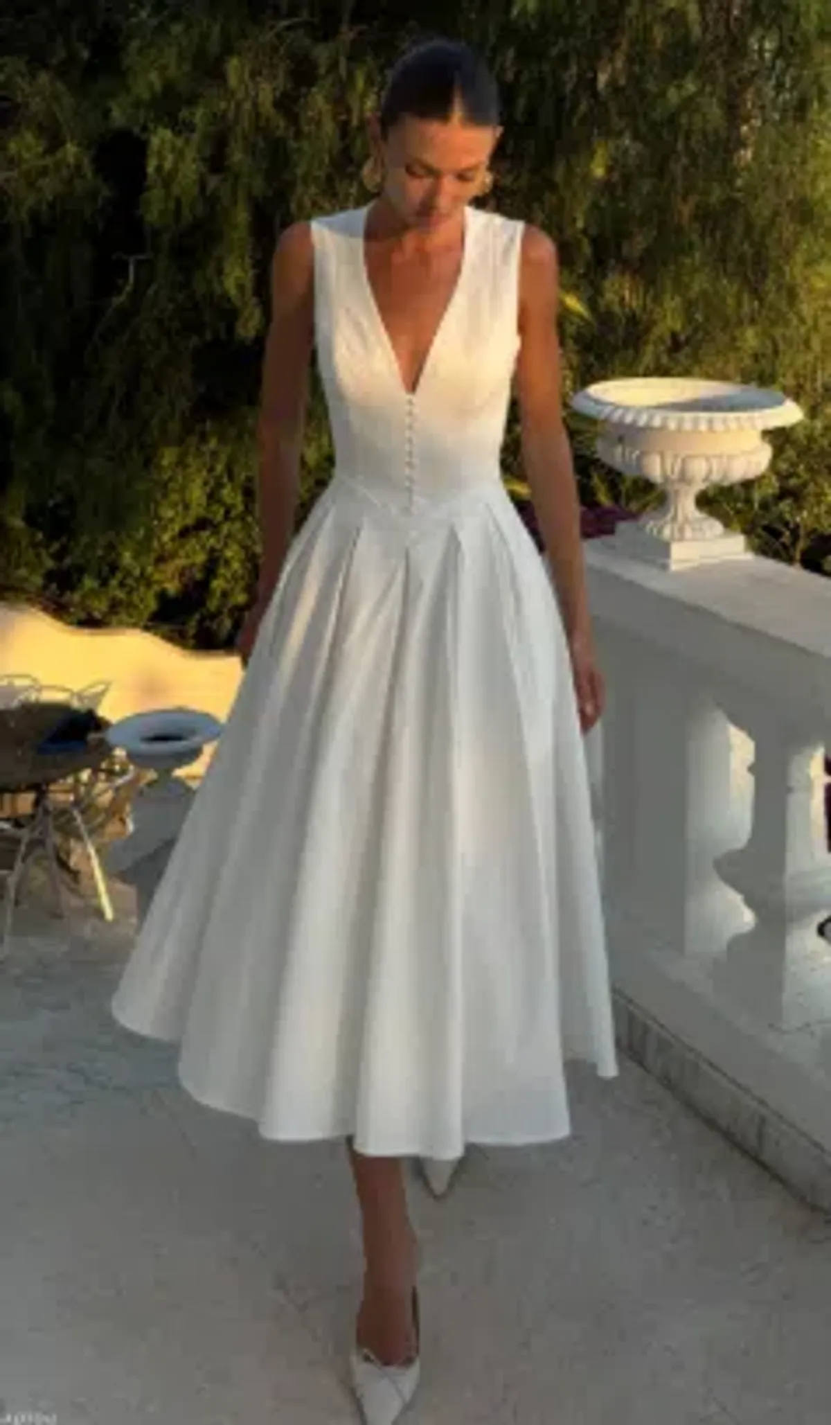 MESHKI Keely Cotton Sleeveless Midi White Size Small - Image 4