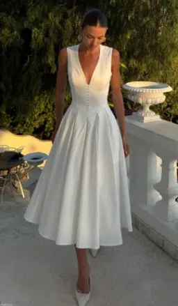 MESHKI Keely Cotton Sleeveless Midi White Size Small for rent on The Volte - image 4