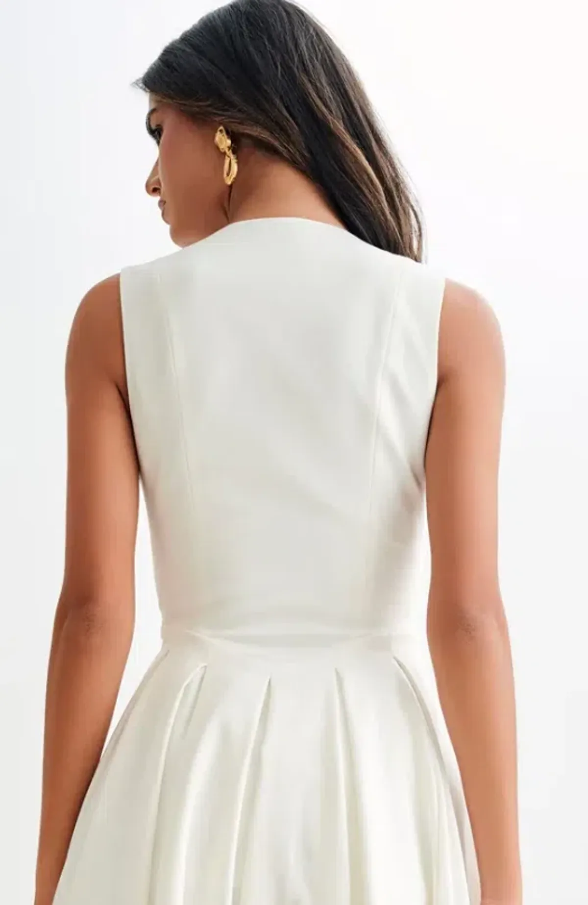 MESHKI Keely Cotton Sleeveless Midi White Size Small - Image 3