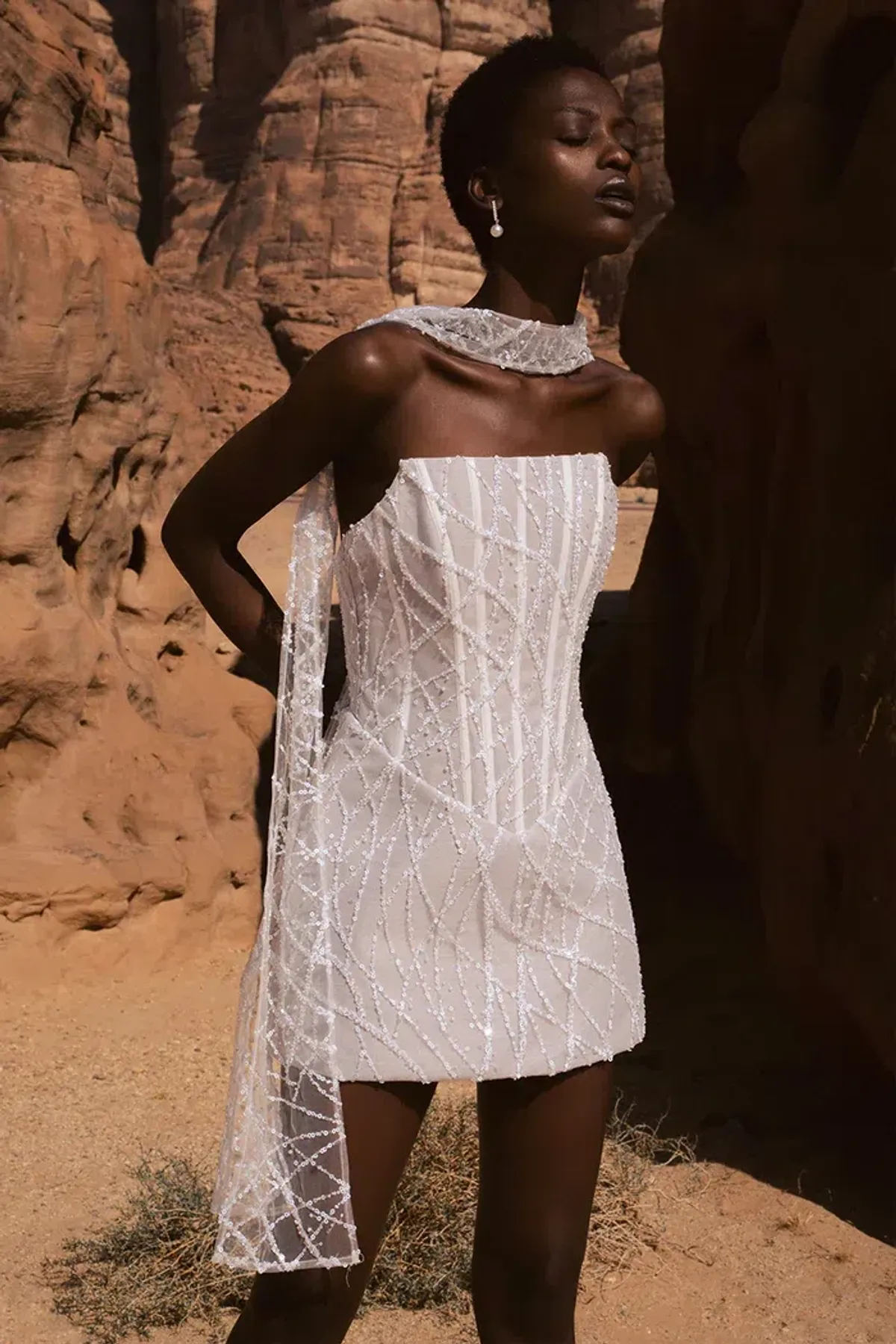 ELIYA THE LABEL Leora Dress and Ayla Beaded Scarf Size S - Image 3