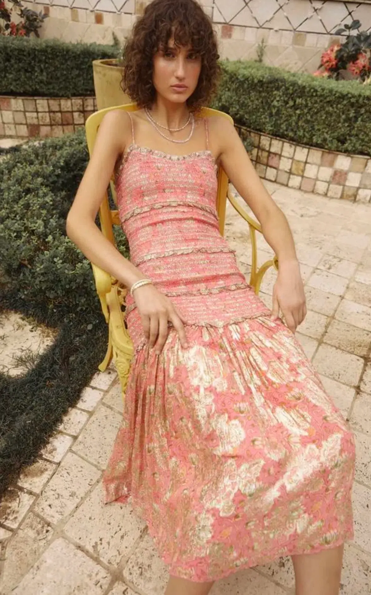 HEMANT & NANDITA ROOP MIDI DRESS IN CORAL SIZE 6 - Image 2