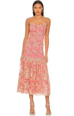 HEMANT & NANDITA ROOP MIDI DRESS IN CORAL SIZE 6 for rent on The Volte - image 1