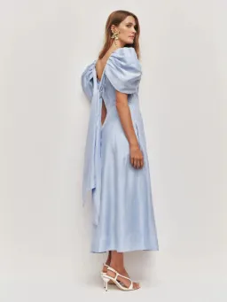 Aje Bisou Midi Dress Size AU 14 Pale Blue Puff Sleeve Gown for rent on The Volte - image 2