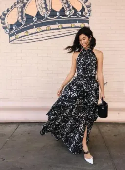 AJE Sienna Maxi Halter Dress Gown Gala Black Spot SZ 10  for rent on The Volte - image 1