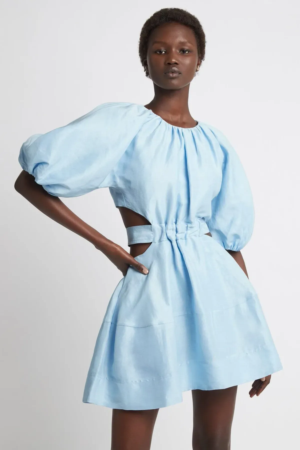 AJE PSYCHEDELIA CUT OUT MINI DRESS IN PALE BLUE SIZE 14 - Image 1