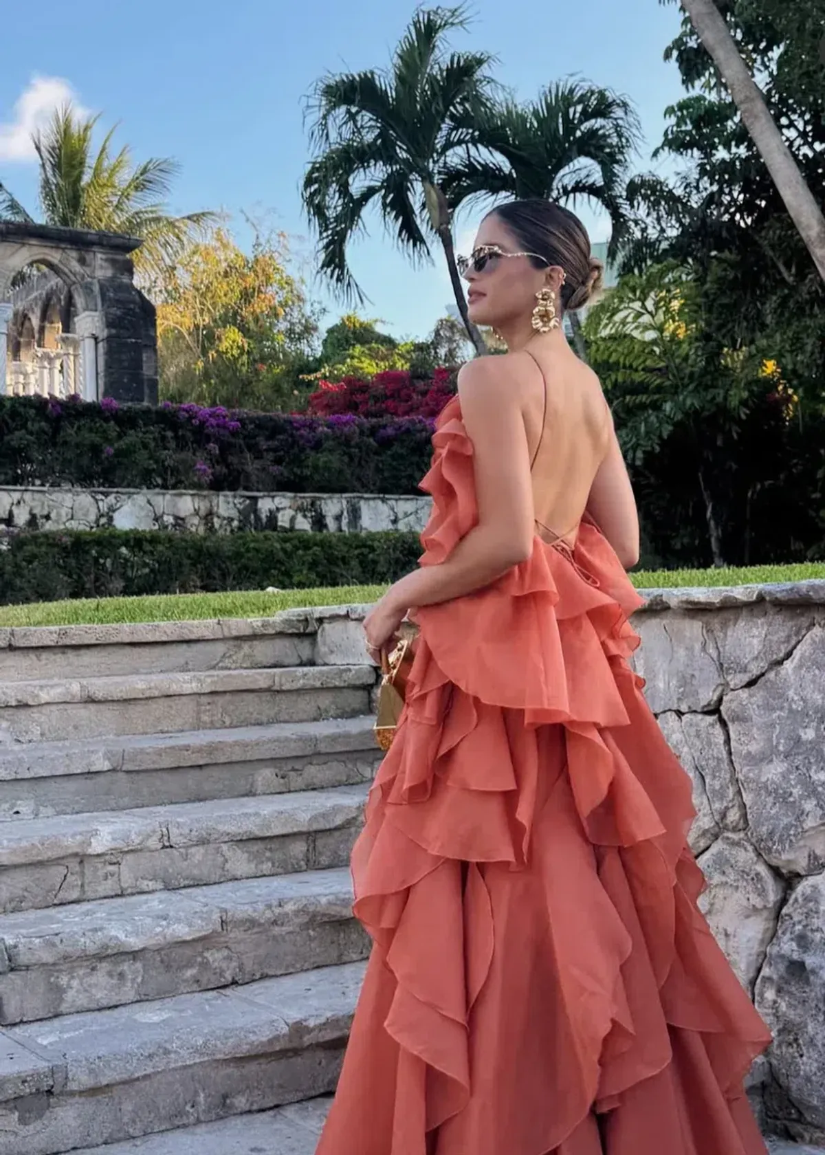 Aje Pandorea Layered Maxi Dress size 10 Coral Clay - Image 2