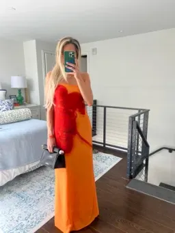 MESHKI Amaya Strapless Chiffon Maxi Dress Koi Orchid Print Size XS for rent on The Volte - image 2