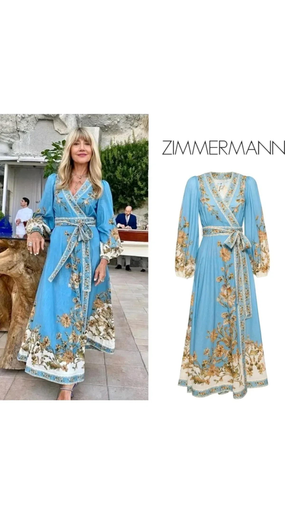 Zimmerman Chintz Wrap Midi Dress in Blue Daisy Floral 0 / 8 - Image 10