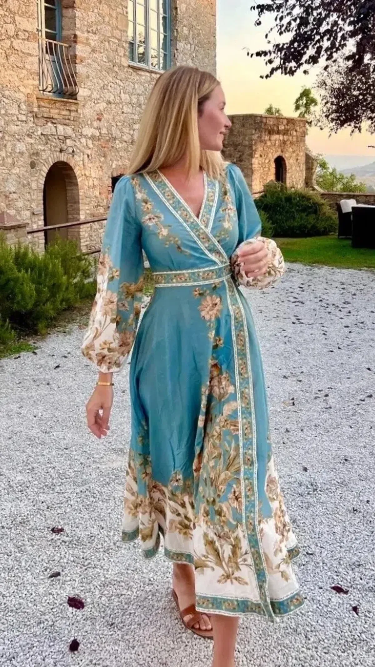 Zimmerman Chintz Wrap Midi Dress in Blue Daisy Floral 0 / 8 - Image 1