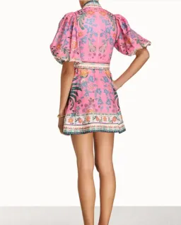 Zimmermann Ginger Buttoned Mini Dress in Pink Size 2 / AU 12 for rent on The Volte - image 3