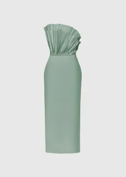 Justin Tong Rory Pleated Gown Size 10 for rent on The Volte - image 1