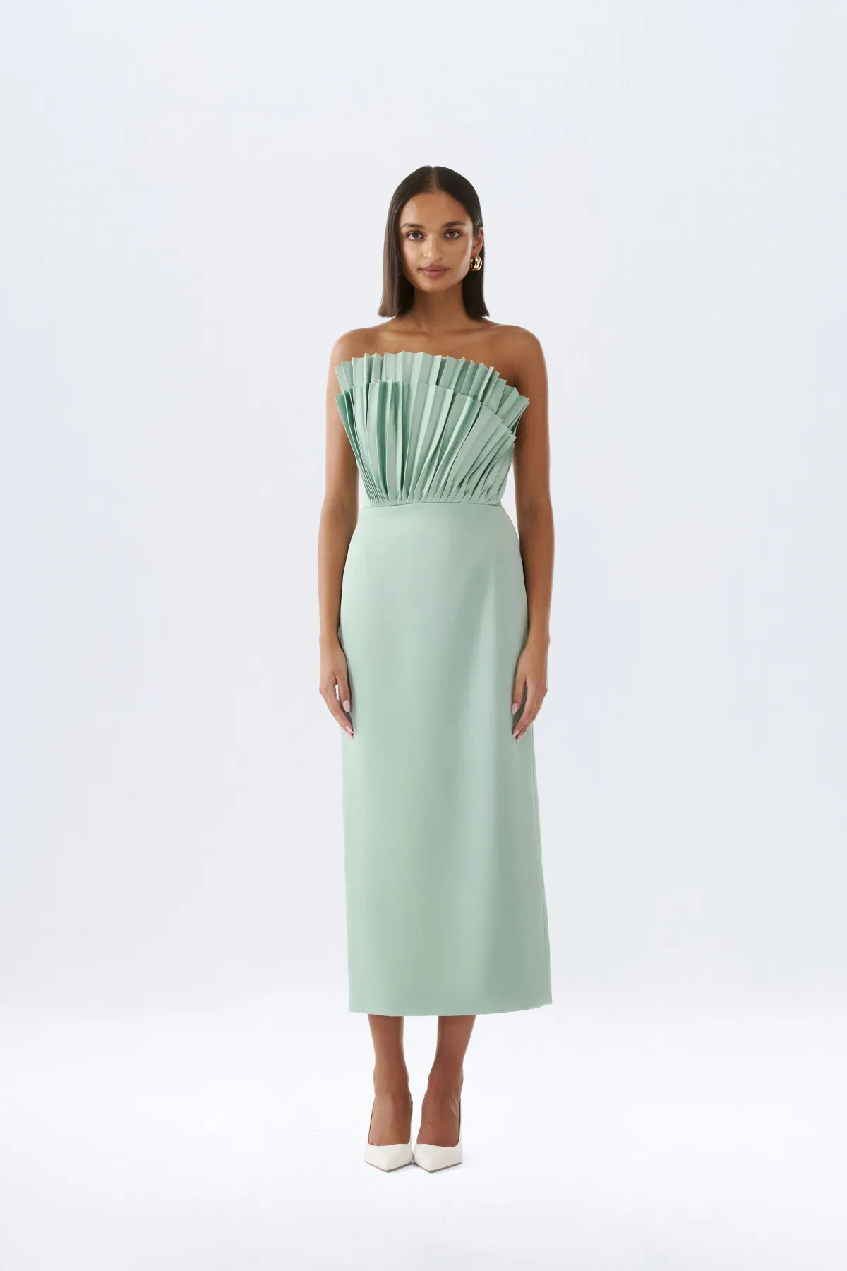 Justin Tong Rory Pleated Gown Size 10 - Image 2