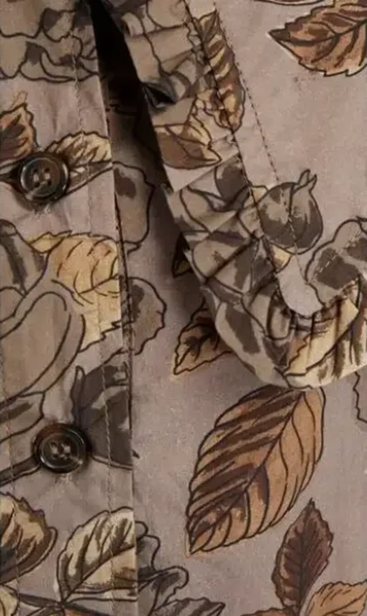 GANNI Ruffle Mushroom brown floral organic cotton poplin button dress - Size 38 (10) - Image 3