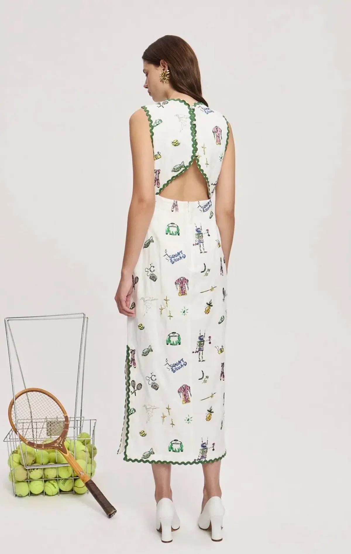 Alemais Play Embroidered Midi Dress 100% linen,  Size 14 - Image 3