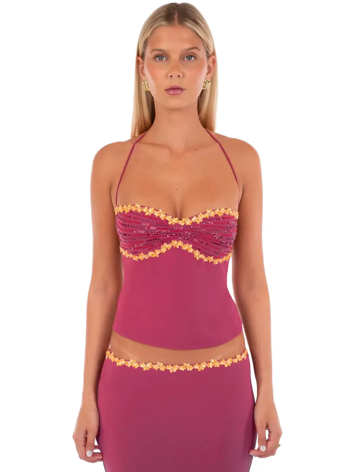 I AM DELILAH JEMIMA MIDI SKIRT & JEMIMA HALTER. SIZE S / AU 8-10 - Image 2