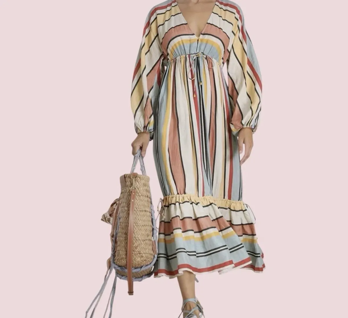 Zimmermann Cassia Striped Maxi Linen Dress Size 1 Fits to size 12 - Image 2