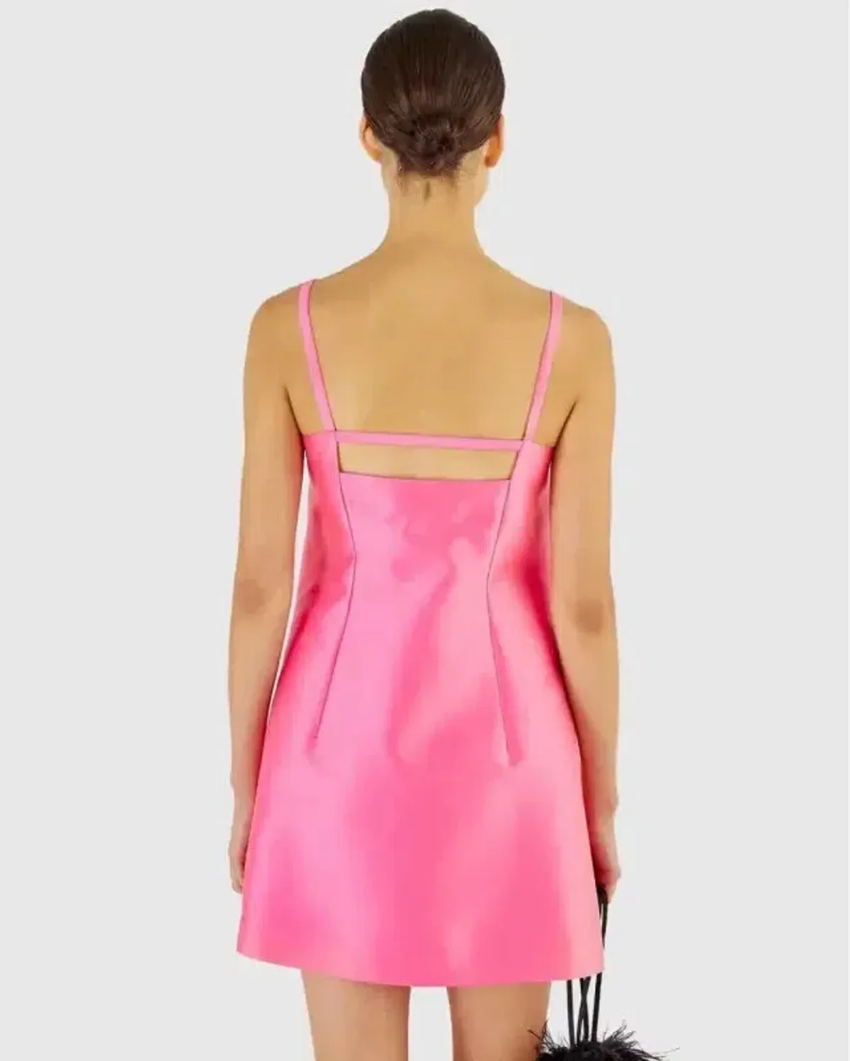 OROTON Satin Bow Mini Dress Candy Pink Size 8 AU - Image 4