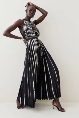 Karen Millen Pleated Lace Halter Maxi Dress Size AU 10 / M   for rent on The Volte - image 2