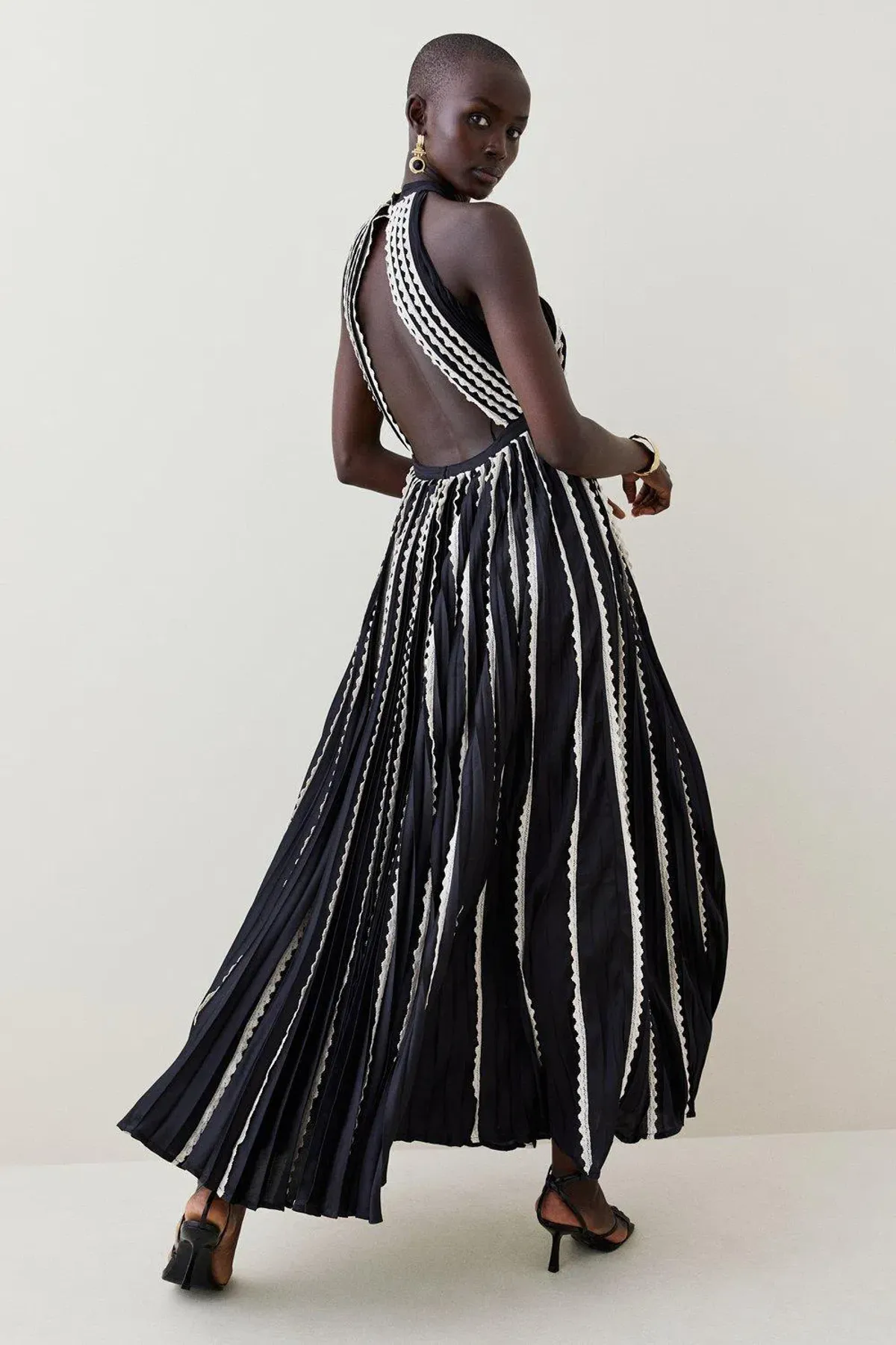 Karen Millen Pleated Lace Halter Maxi Dress Size AU 10 / M   - Image 1