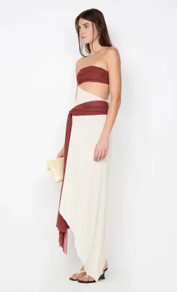 Bec and Bridge Ayla Strapless Maxi Dress In Rust Butter Cream In Size 10 / M AU for rent on The Volte - image 1