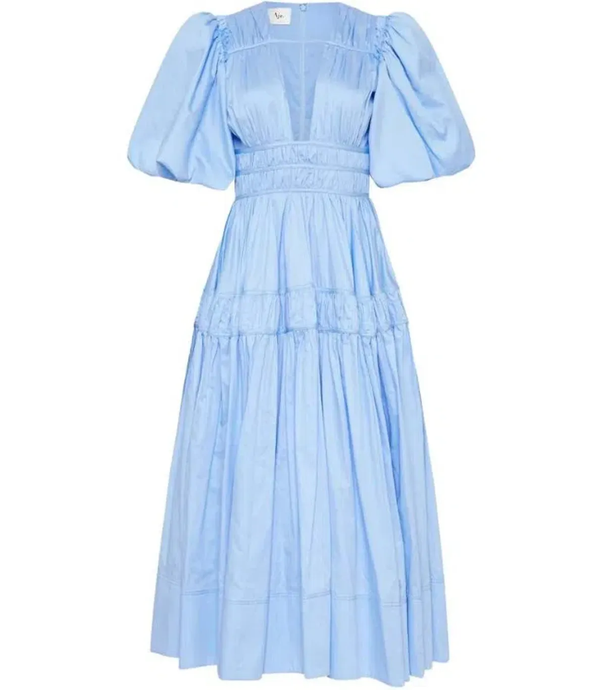 Aje Fallingwater Ruched Midi Dress Pastel Blue Size AU 12 - Image 4