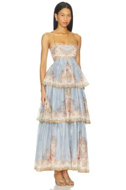 Zimmermann The Daylight Tiered Maxi Dress in Wallpaper Floral Denim size 3 au 14 for rent on The Volte - image 2