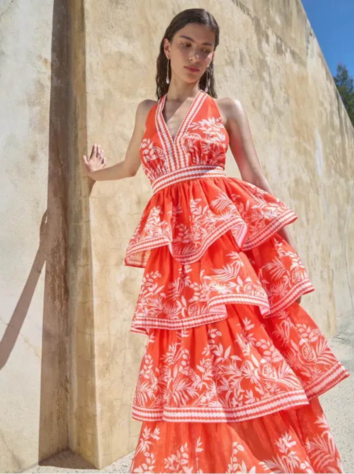 Sheike Ravello Palm Dress Red and White, Size 12 - Image 2