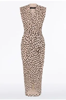 Carla Zampatti - Rosa Spot Georgette Sleeveless Waterfall Dress - size 12 for rent on The Volte - image 4