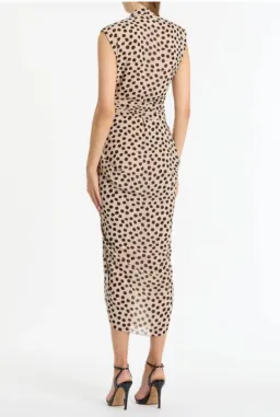 Carla Zampatti - Rosa Spot Georgette Sleeveless Waterfall Dress - size 12 for rent on The Volte - image 3