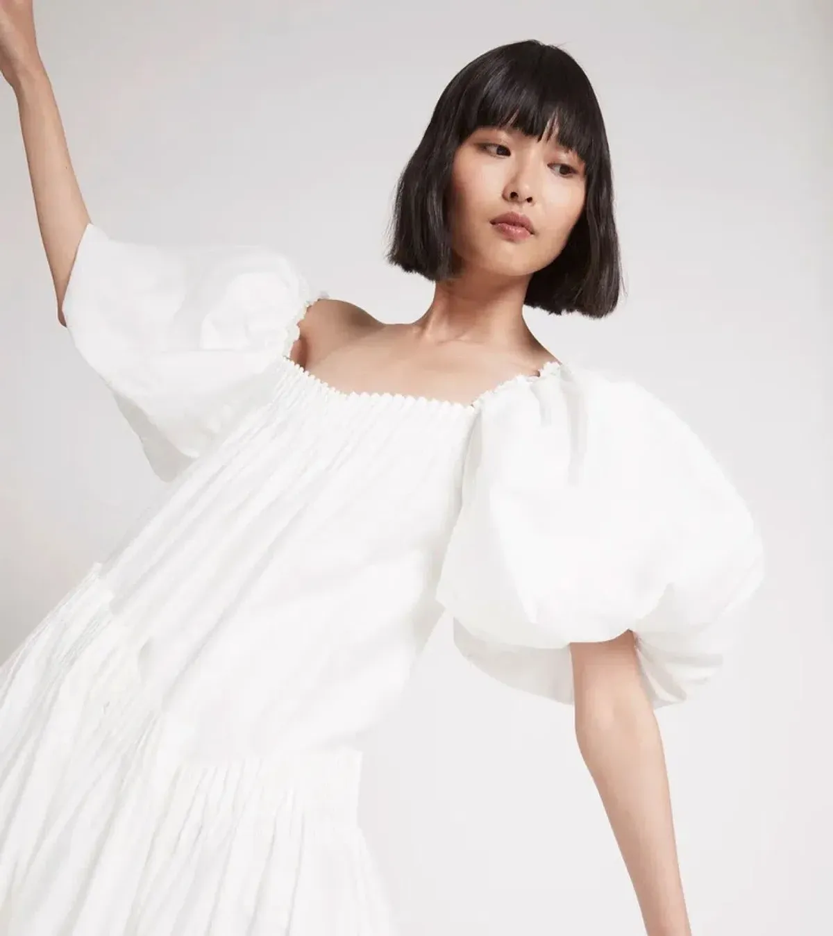 AJE Severine Smock Midi Dress in Ivory Size 8 - Image 4