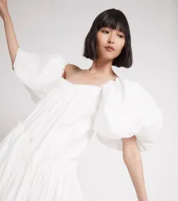 AJE Severine Smock Midi Dress in Ivory Size 8 for rent on The Volte - image 4