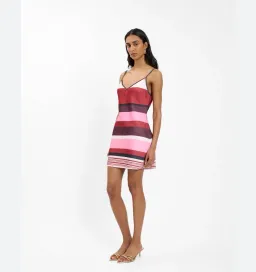 With Harper Lu BIAS MINI DRESS | FUCHSIA STRIPE for rent on The Volte - image 3