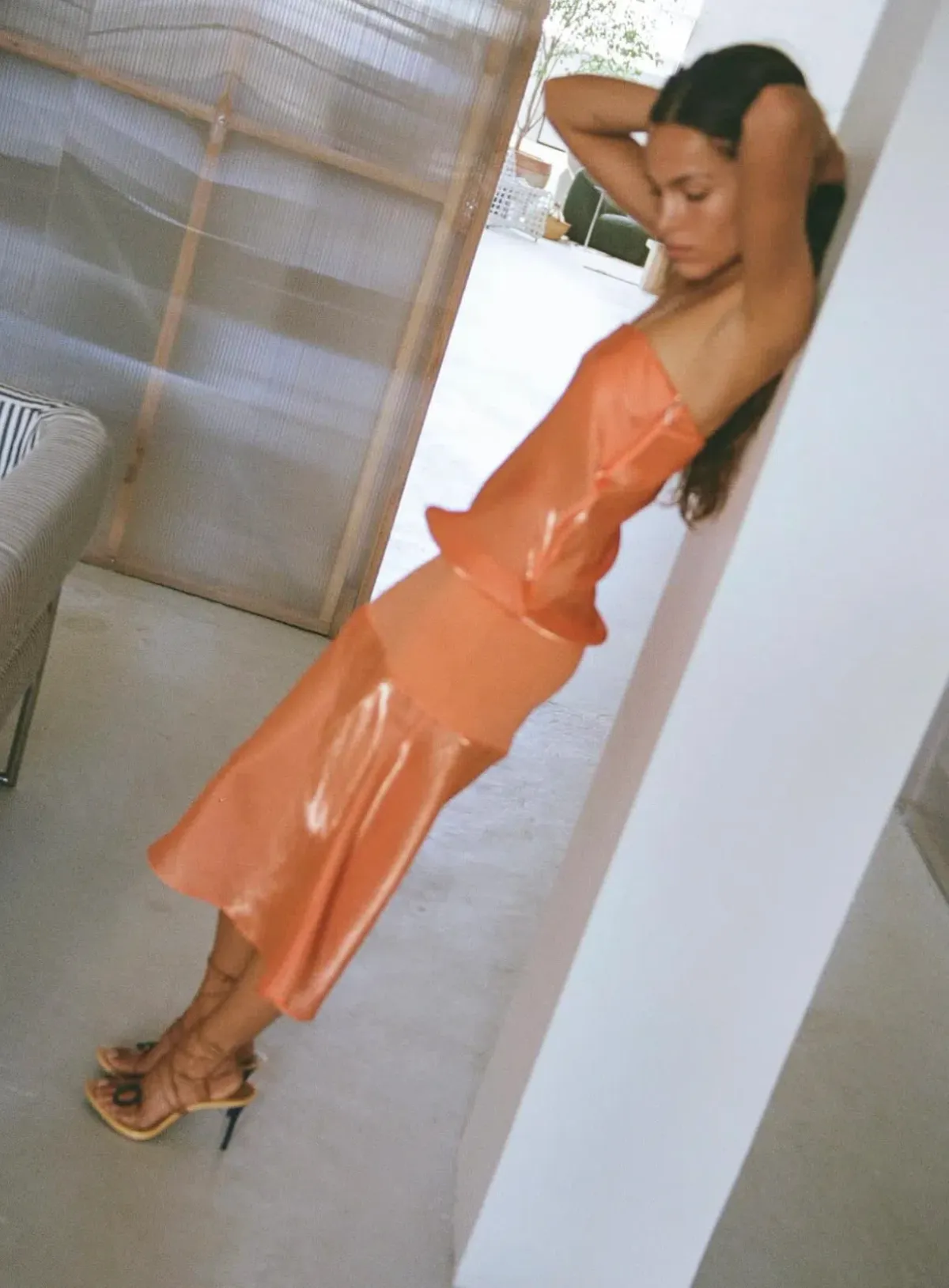 Mode Mischief Studios Melt Panel Dress Orange Size Small - Image 5