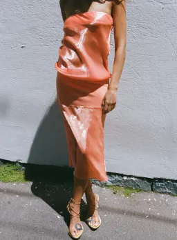 Mode Mischief Studios Melt Panel Dress Orange Size Small for rent on The Volte - image 3